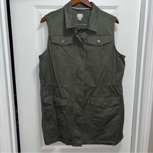 a new day Green Utility Vest with Collared Neckline
